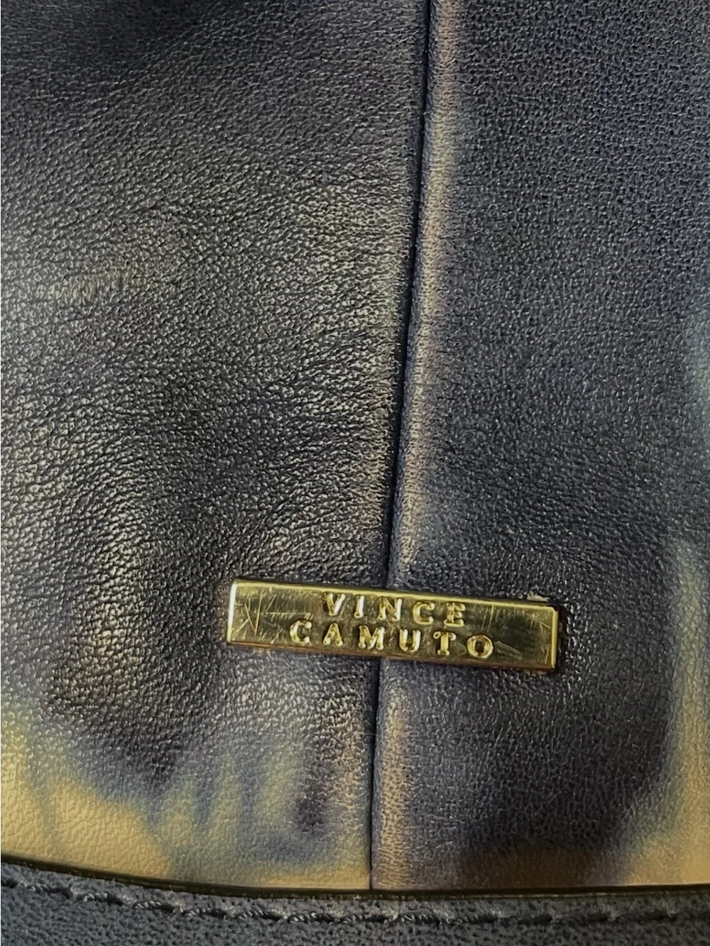 ⁠Vince Camuto Tania Leather Tie Dye Shoulder Bag Tote Navy White